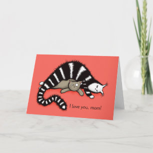 Cartão Cat Madre Protege Seu Dia de as mães Gatinho Com A