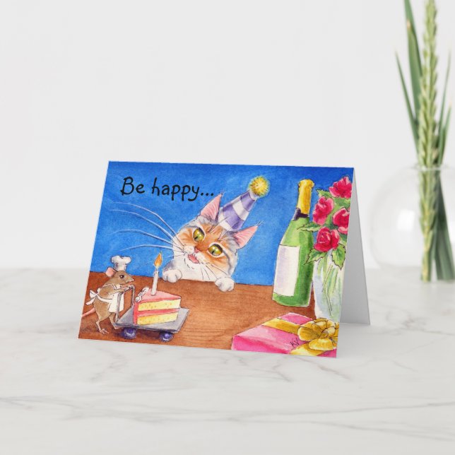 Cartão Cat & mouse birthday card (Frente)