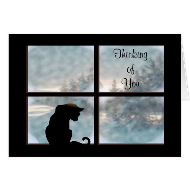 Cartão Cat na janela (Frente Horizontal)