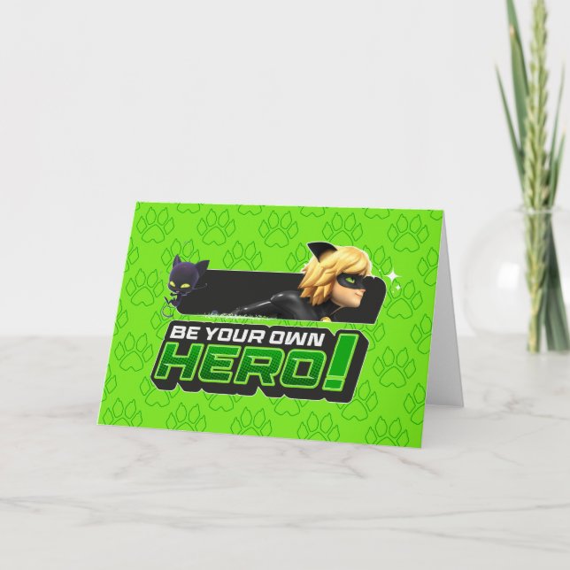 Cartão Cat Noir | Seja Seu Próprio Herói (Frente)