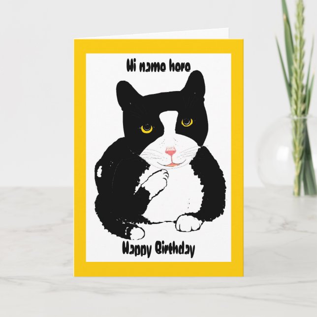 Cartão Cat on a Birthday Card add name (Frente)