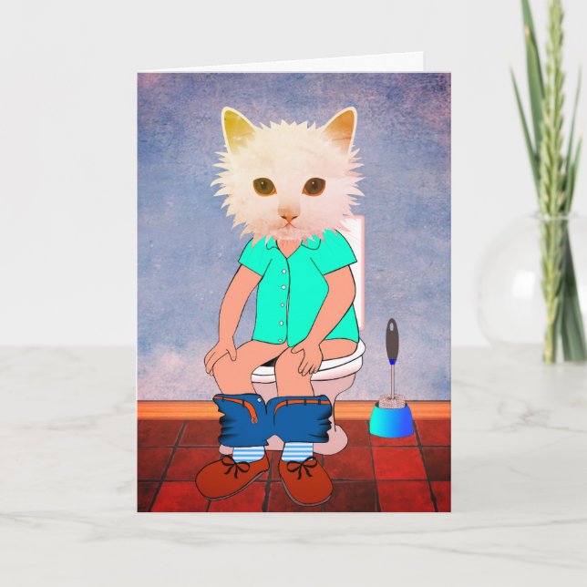 CARTÃO CAT ON THE TOILET FUNNY THINKING OF YOU CARDS (Frente)
