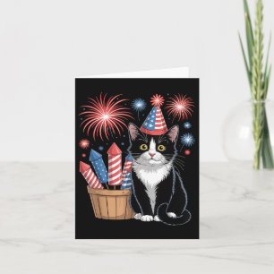Cartão Cat Patriotic America Cats Usa Flag Fireworks 4th