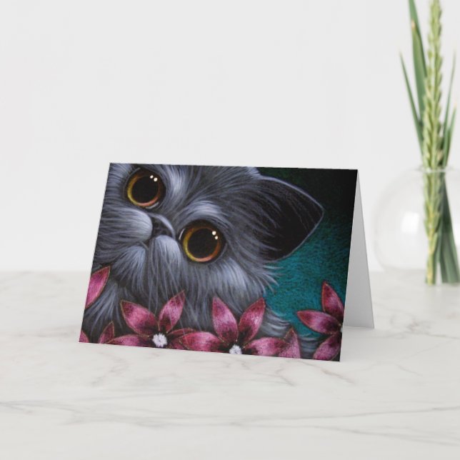 Cartão CAT PERSA - PINK FLOWERS PERSONALIZE Card (Frente)