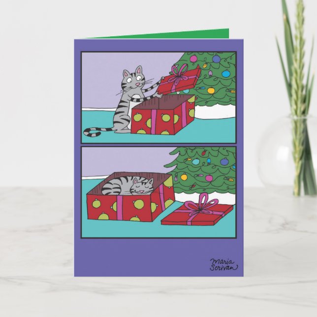 Cartão Cat Presente Feliz Natal (Frente)