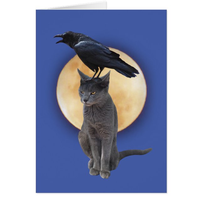 Cartão Cat Raven Moon Card (Frente)