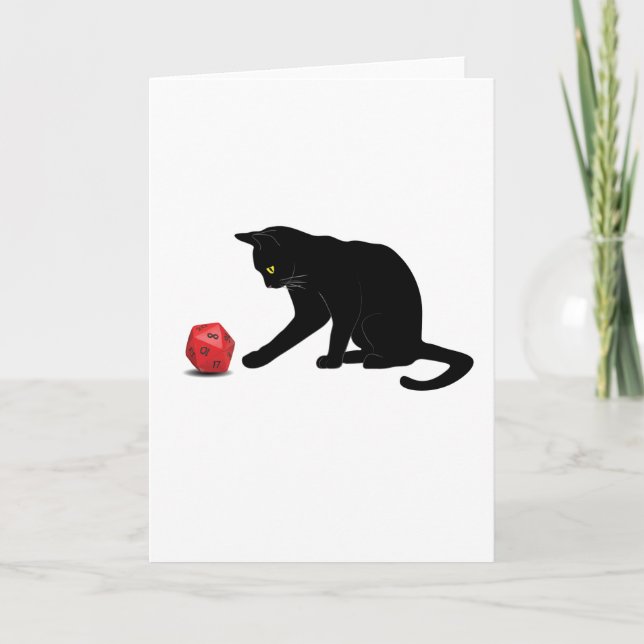 Cartão Cat Rolling Dice RPG RPG Jogos Jogando Lov (Frente)