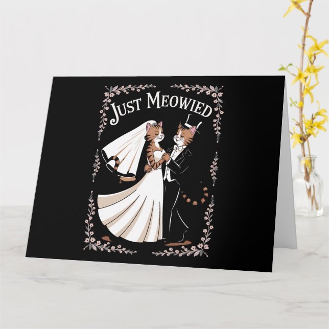 Cartão Cat Royal Wedny Engraçado Casal Dança (Flor Amarela)