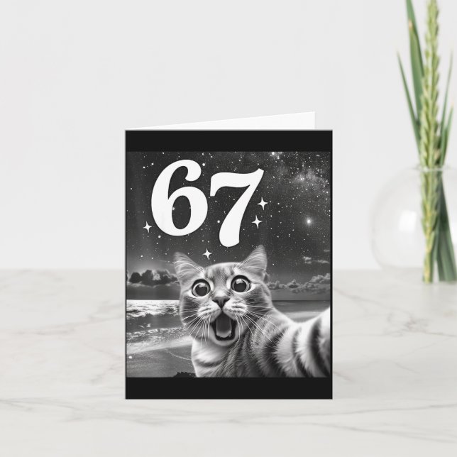 Cartão Cat Selfie With 67 Meme Funny Cats Graphic For Men (Frente)