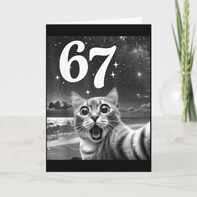 Cartão Cat Selfie With 67 Meme Funny Cats Graphic For Men (Frente)