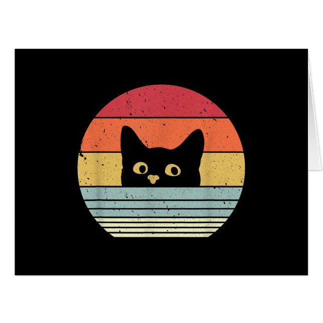 Cartão Cat Shirt. Retro Style (Frente horizontal)