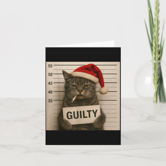 Cartão Cat Smoking Cigarette Christmas Funny Meme Cat  (Frente)