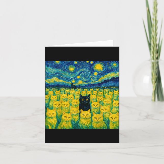 Cartão Cat Starry Night Van Gogh Cat For Cat Lover  (Frente)
