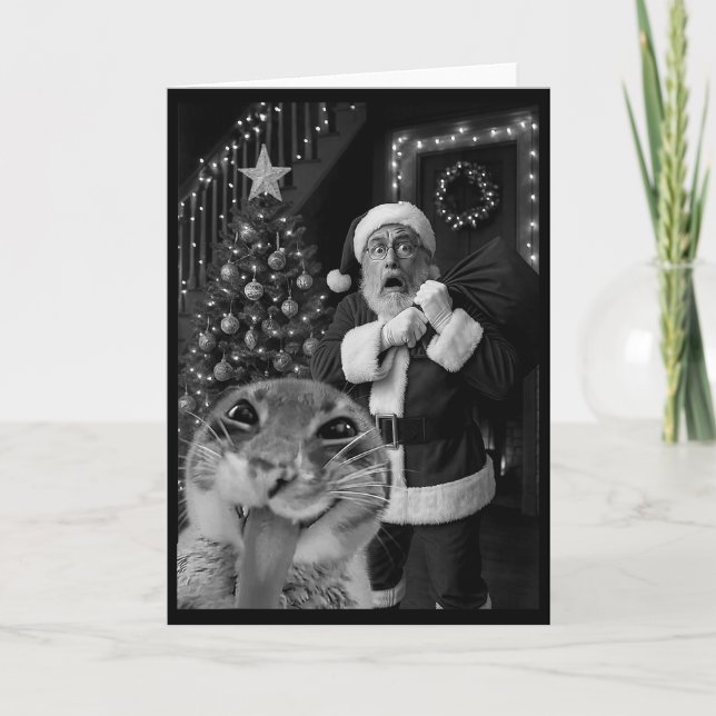 Cartão Cat Taking A Selfie Santa Christmas Xmas Pajamas H (Frente)