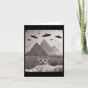Cartão Cat Ufo Meme - Gato Engraçado Selfie Com Ufos