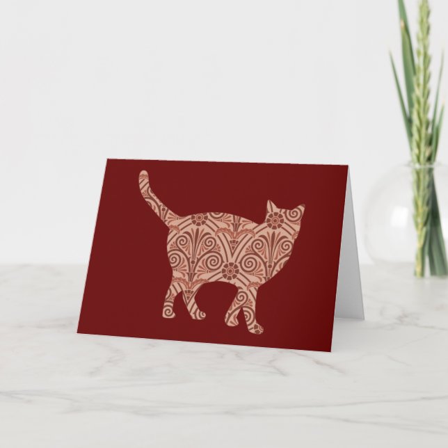 Cartão Cat Vintage Placa Floral Série 7 (Frente)