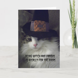 Cartão Cat Witch Halloween Greeting Card