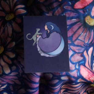 Cartão Cat Witch Moon Goddese Wiccan Cat Person
