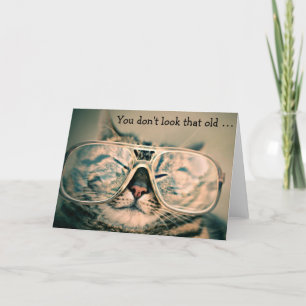 Cartão Cat with Glasses: Funny Birthday Card