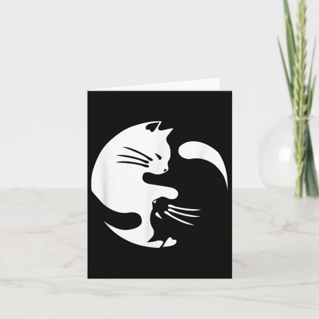 Cartão Cat Yin Yang Peace Loving Interconnected Gift Idea (Frente)