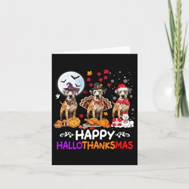 Cartão Catahoula Leopard Cachorro de Natal Hallothankmas  (Frente)