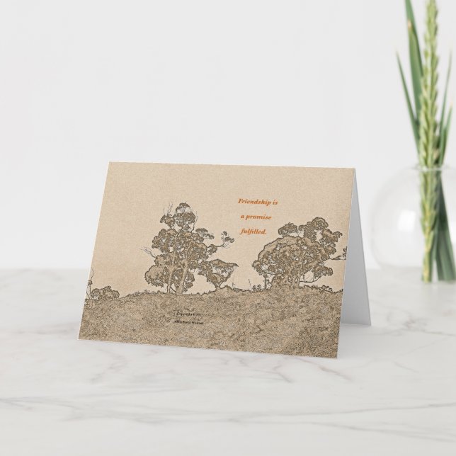 Cartão “Catalina Trees #2” with poem: Simple Friendship (Frente)