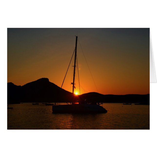 Cartão Catamaran no pôr do sol Ibiza. (Frente Horizontal)