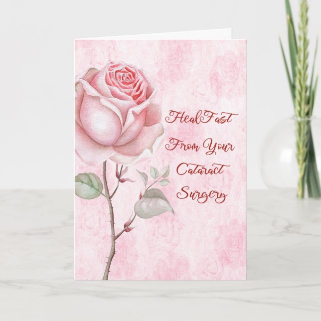 Cartão Cataract Surgery Card with Pretty Pink Rose (Frente)