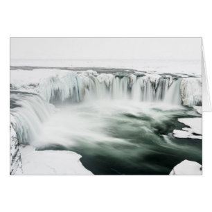 Cartão Catarata Godafoss, inverno, Islândia