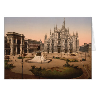 Cartão Catedral de Milão e Piazza, Lombardia, Itália