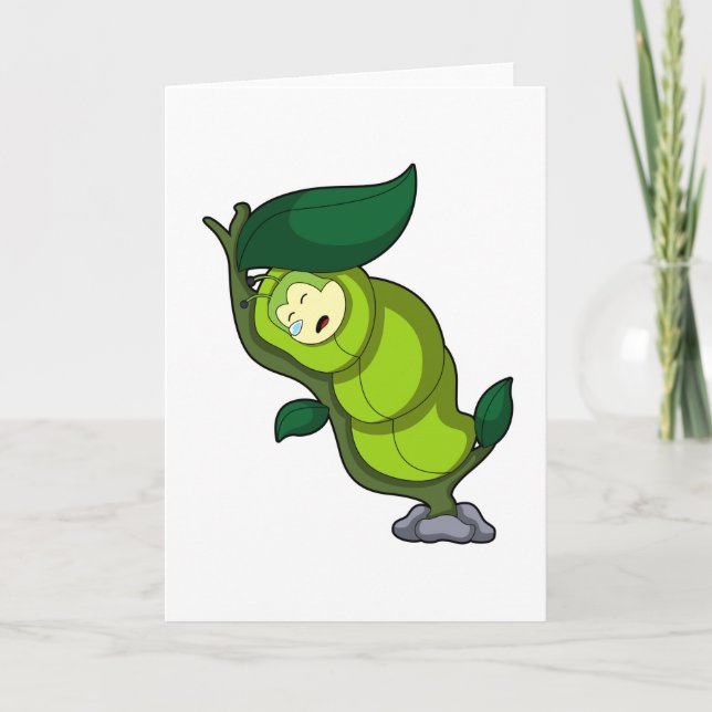 Cartão Caterpillar at Sleeping with Leaf (Frente)