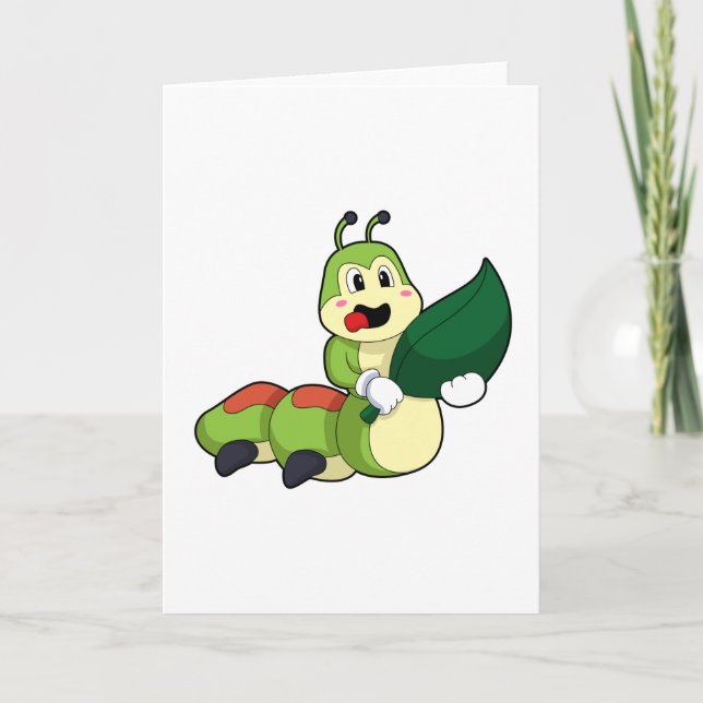 Cartão Caterpillar with Leaf (Frente)