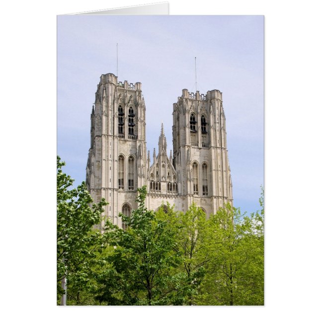 Cartão Cathédrale Rua Michel & Gudule, Bruxelas, Bélgica (Frente)