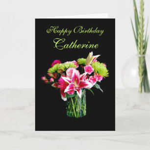 Cartão Catherine Happy Birthday, Buquê Stargazer Lily