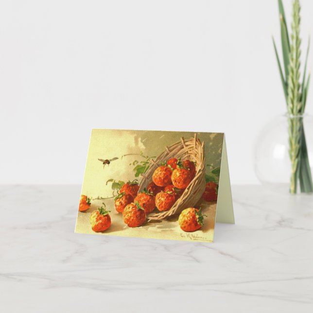 Cartão Catherine Klein strawberry basket.  NOTE CARD - FL (Frente)