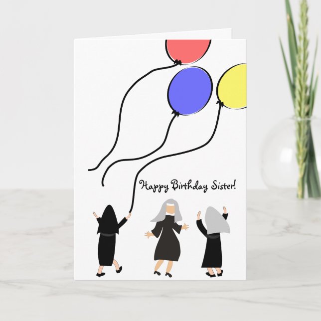 Cartão Catholic Nun Birthday Card Balloons (Frente)