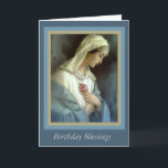 Cartão Catholic Religious Virgin Mary with Rose<br><div class="desc">This is a beautiful religious traditional image of the Blessed Virgin Mary holding a rose,  known as Rosa Mystica.  The text can be changed for any occasion.</div>