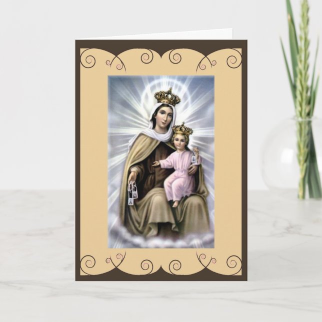 Cartão Catholic Saint Greeting card Our Lady of Mt.Carmel (Frente)