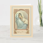 Cartão Catholic Virgin Mary Jesus Birthday<br><div class="desc">This is a lovely traditional Catholic image of the Blessed Virgin Mother Mary holding the Baby Jesus in her arms.  All text and fonts may be modified.</div>