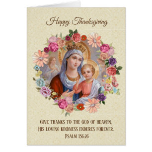 Cartão Católica Bem-Aventurada Virgem Maria Jesus Floral