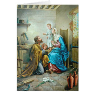 Cartão Católica Sagrada Família Sentimento Vintage Obriga