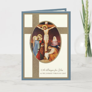 Cartão Católico Crucificação de Jesus Virgem Maria Quares