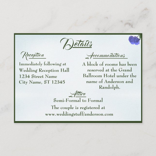 Cartão Católico de Casamento Azul-Mistura e Verde (Frente)