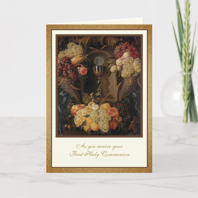 Cartão Católico Primeira Comunhão Jesus Eucarista (Frente)