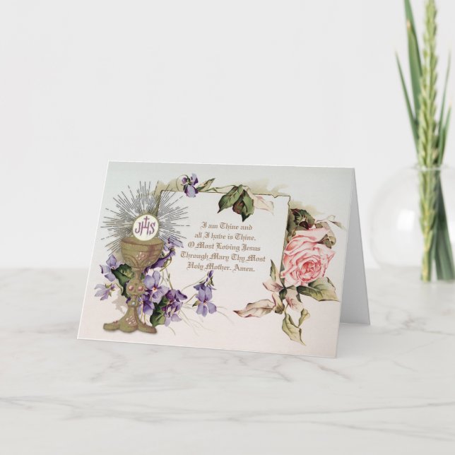 Cartão Católico Primeira Comunhão Prayer Vintage (Frente)