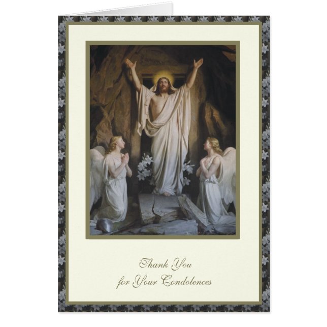 Cartão Católico Ressurreição Funeral Religioso Pêsames (Frente)