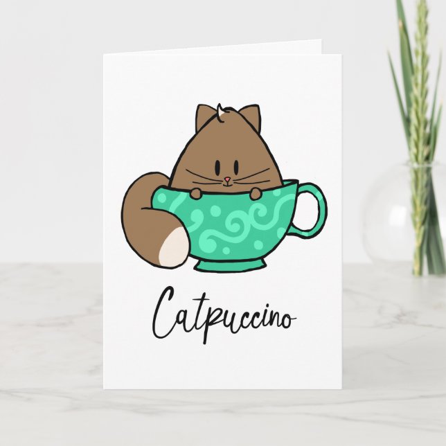 Cartão Catpuccino cartoon cat and motivational quote card (Frente)