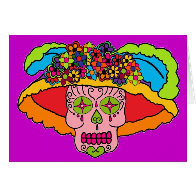 Cartão Catrina Sugar Skull (Frente Horizontal)