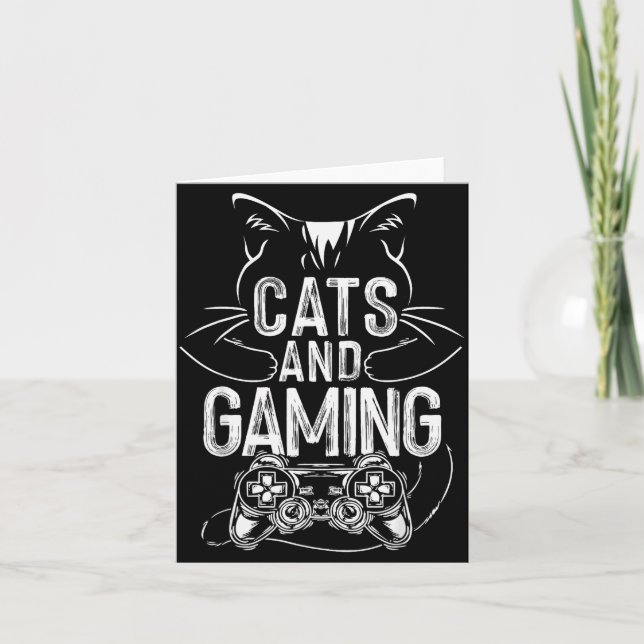 Cartão Cats And Gaming Funny For Gamer, Cat Lover, Cat Mo (Frente)