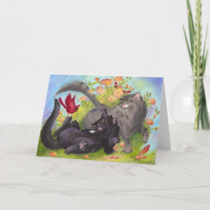 Cartão Cats, Cardinals and Roses / Get Well Card